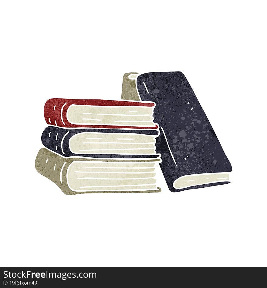 freehand retro cartoon stack of books