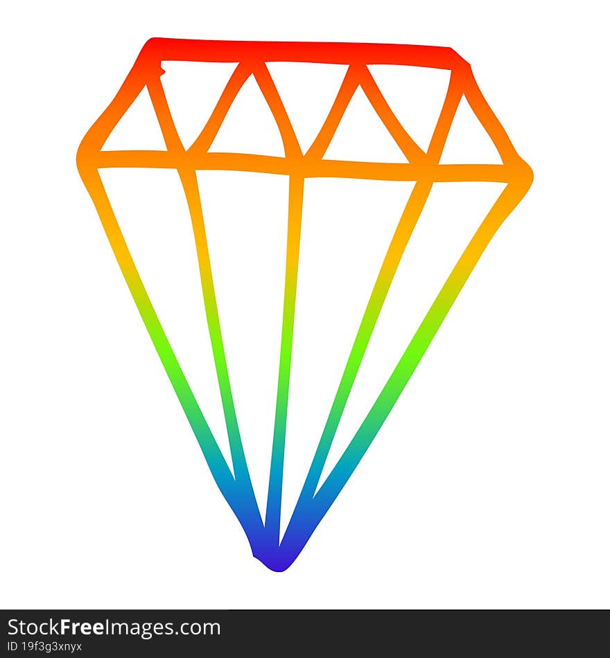 rainbow gradient line drawing cartoon tattoo diamond