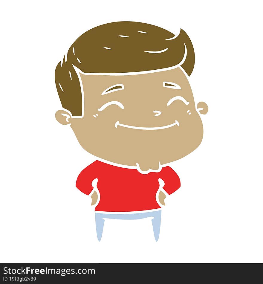 Happy Flat Color Style Cartoon Man