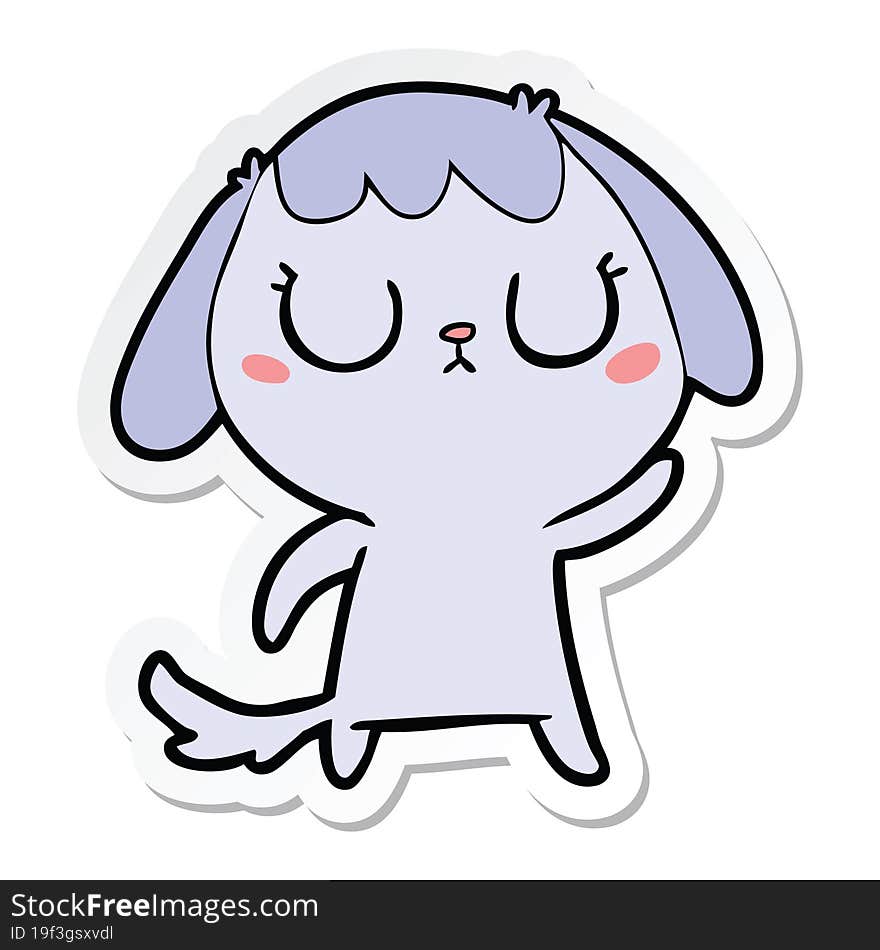 Sticker Of A Cute Cartoon Dog