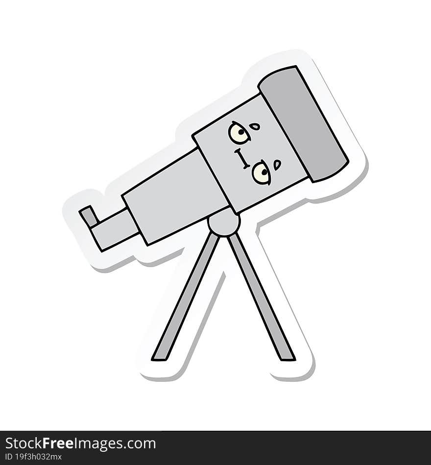 Sticker Of A Cute Cartoon Telescope