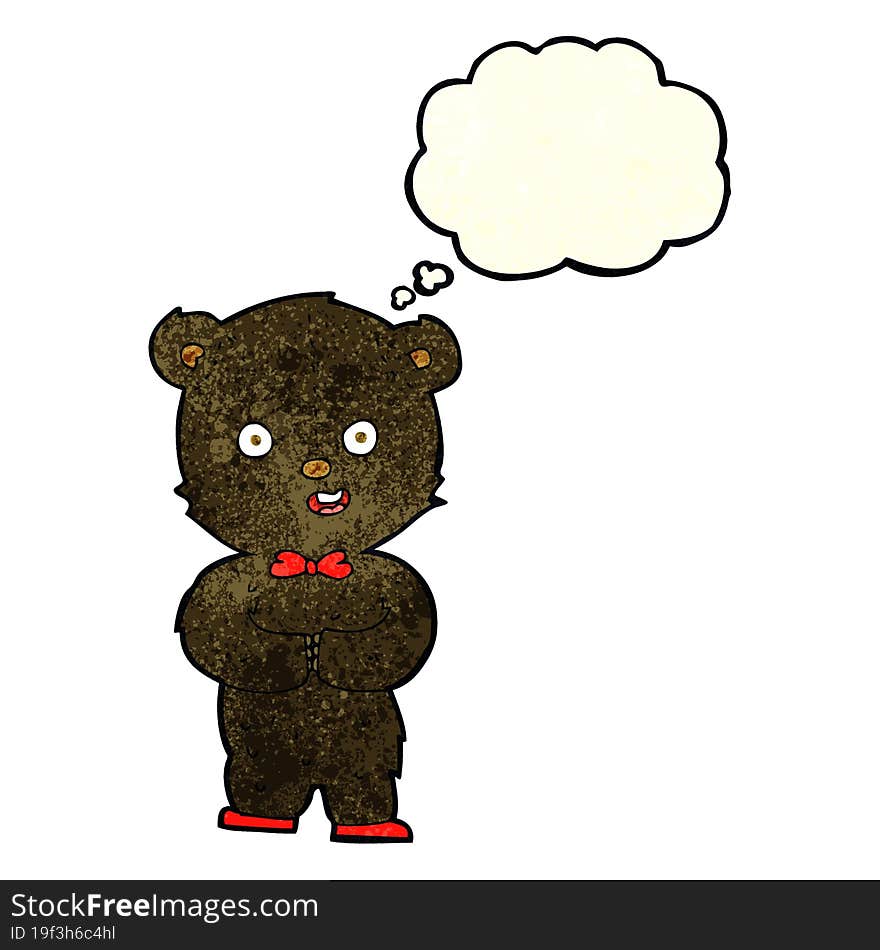 cartoon teddy black bear with thought bubble