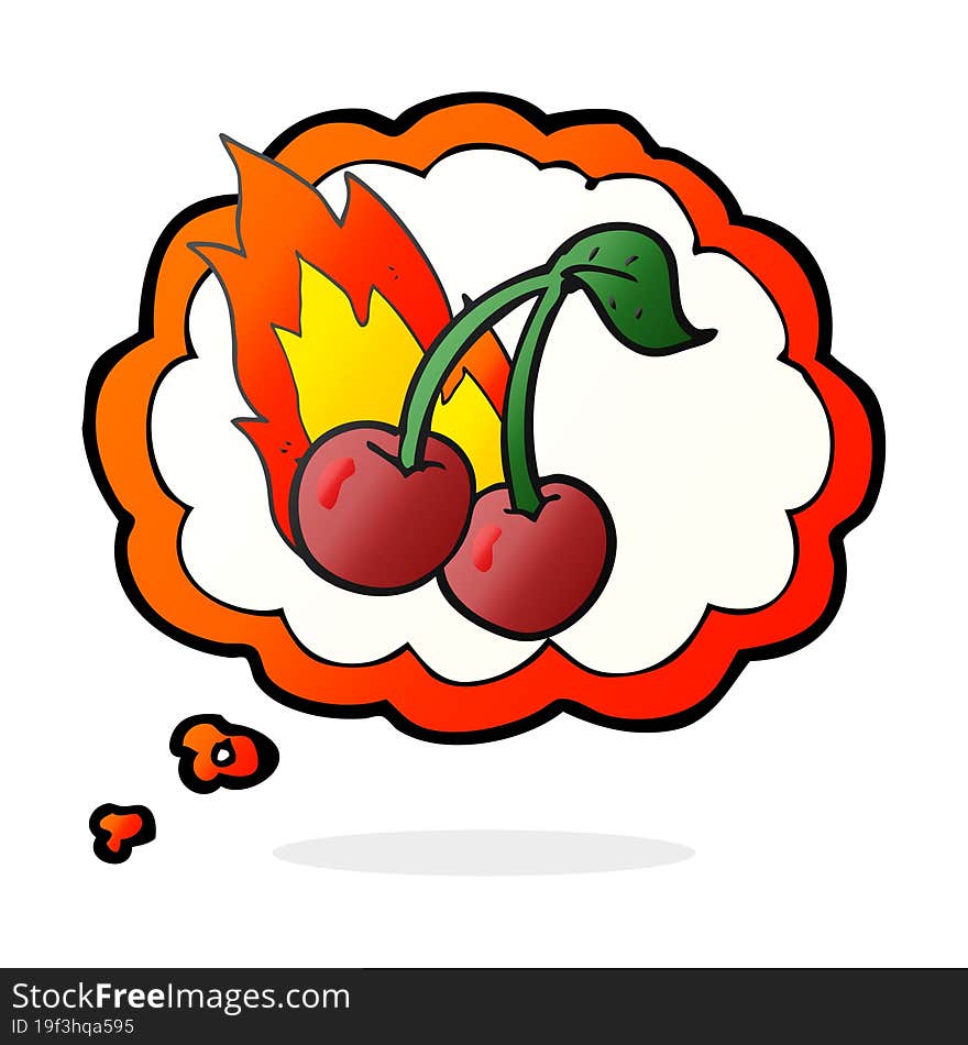 Thought Bubble Cartoon Flaming Cherries