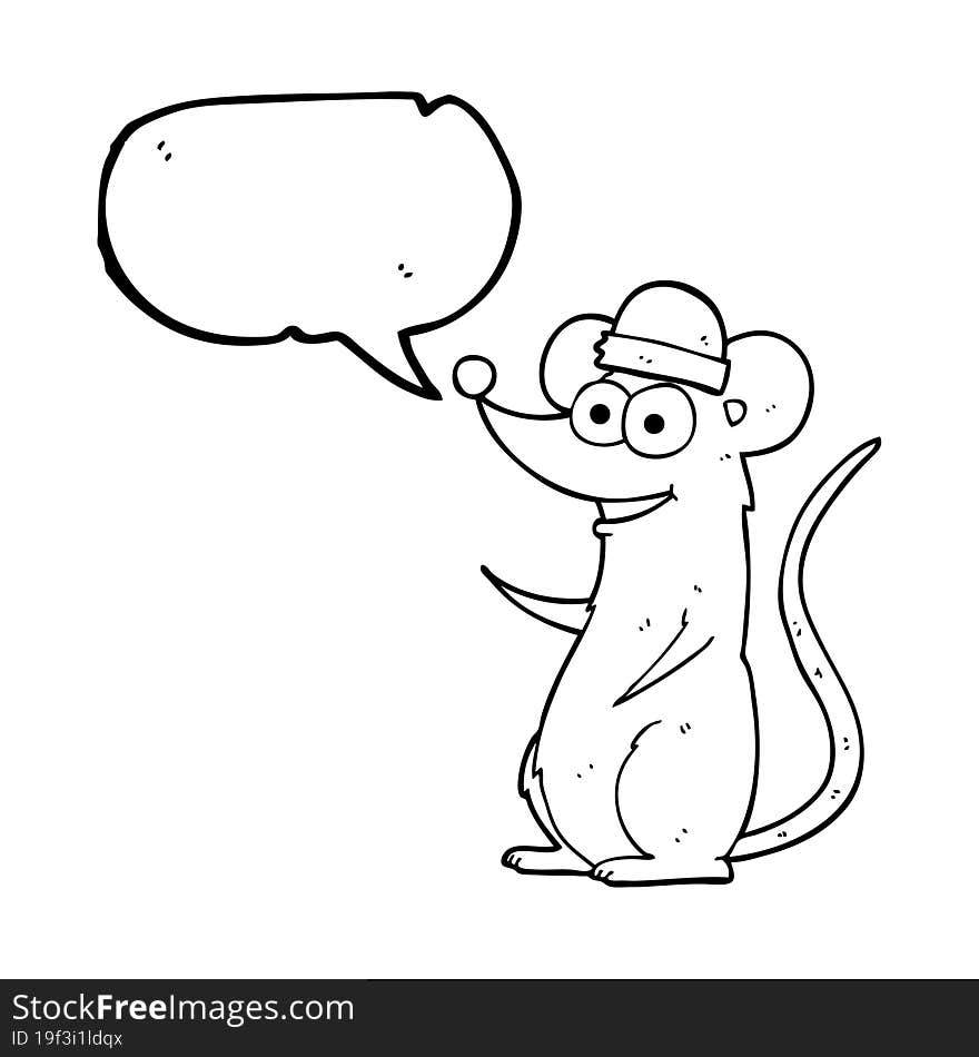 freehand drawn speech bubble cartoon happy mouse