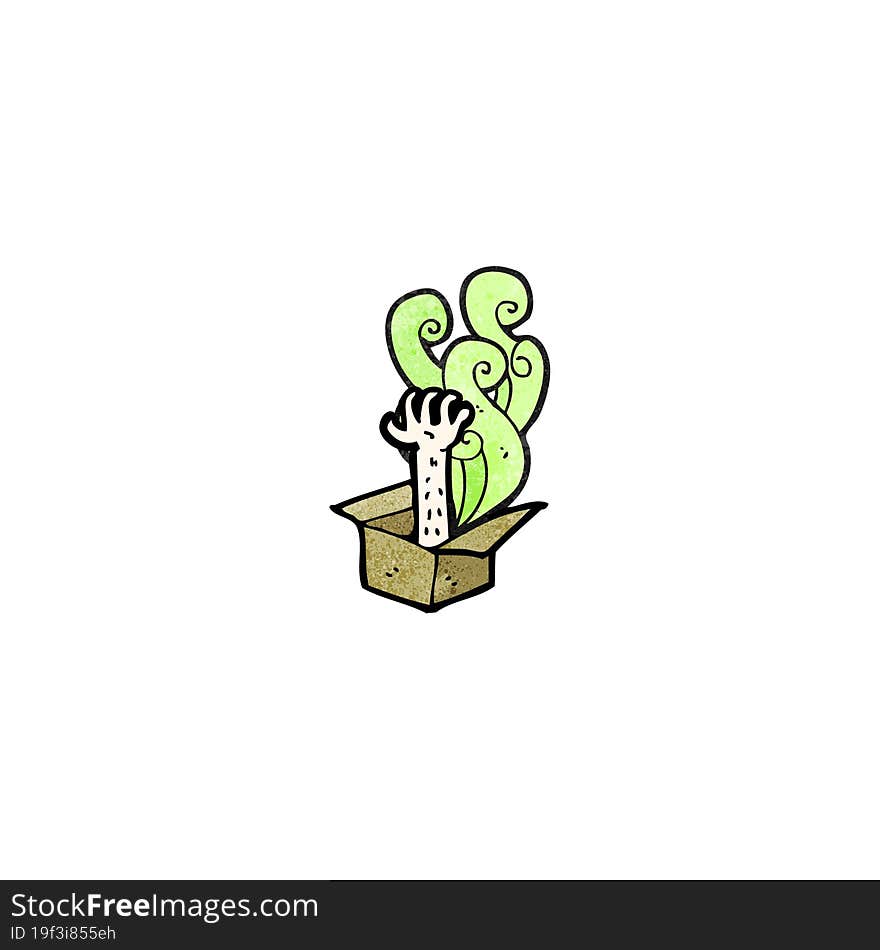 spooky hand in box cartoon