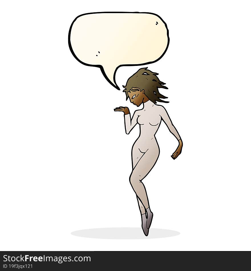 cartoon future space woman with speech bubble