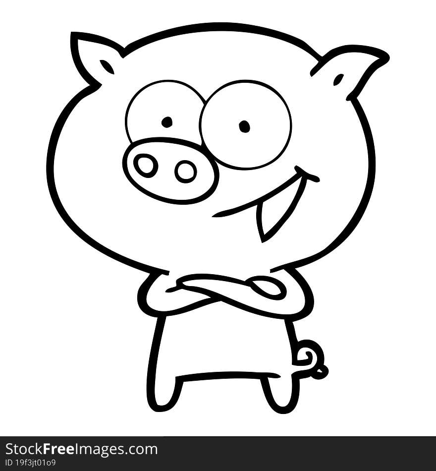 cheerful pig cartoon. cheerful pig cartoon