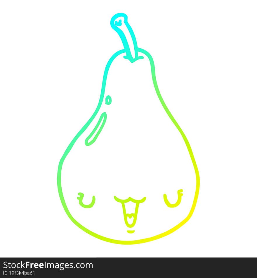 cold gradient line drawing cartoon pear