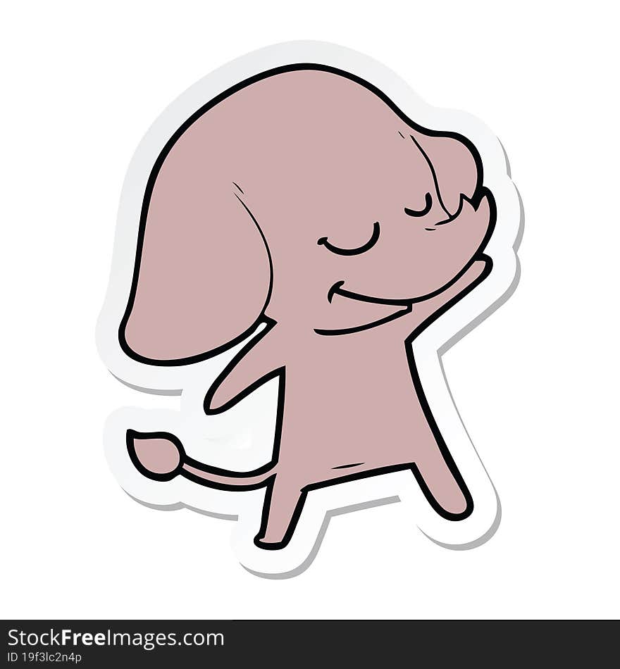 sticker of a cartoon smiling elephant