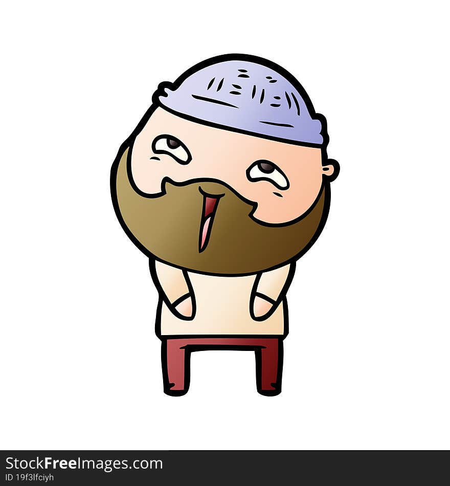 cartoon happy bearded man. cartoon happy bearded man