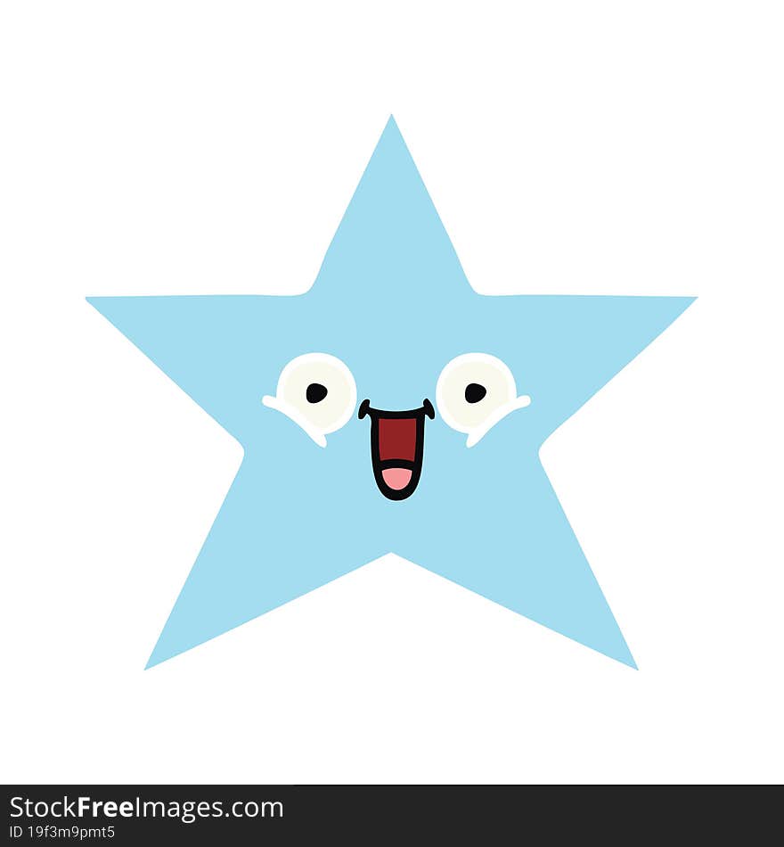 Flat Color Retro Cartoon Star Fish