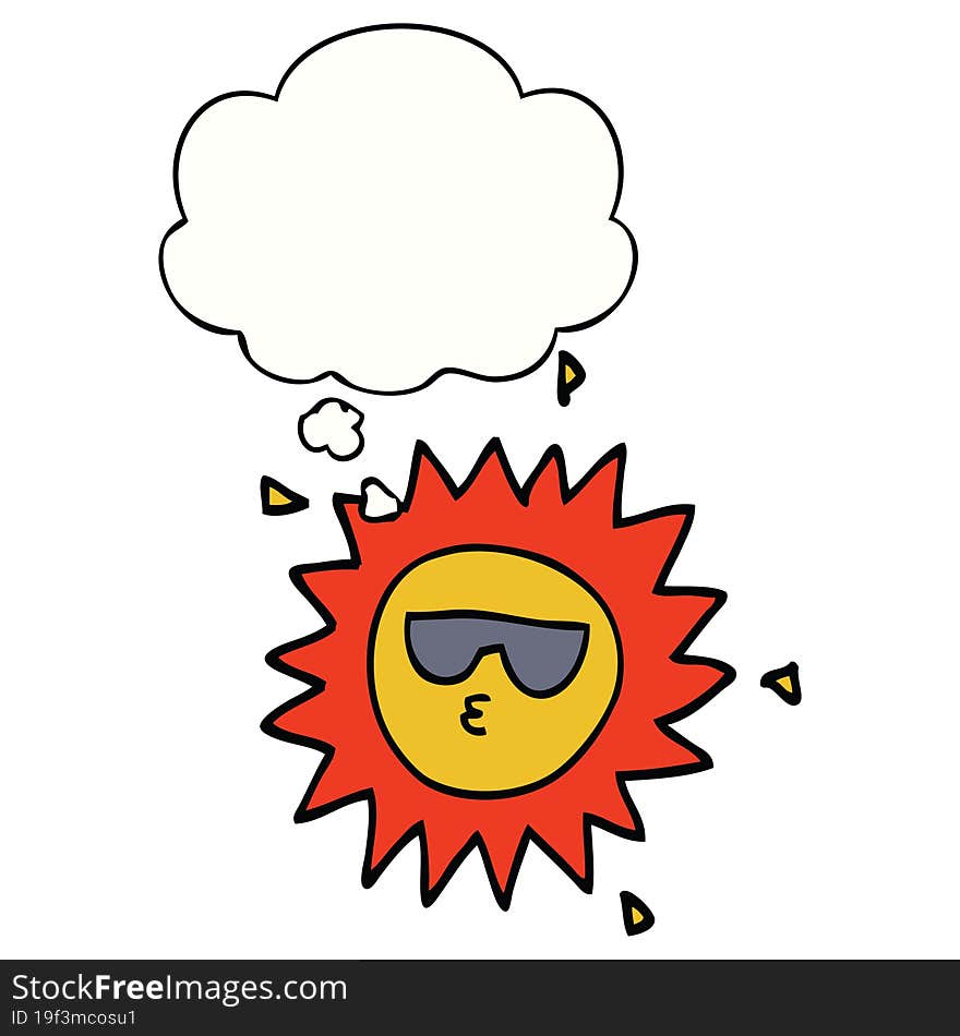 cartoon sun with thought bubble. cartoon sun with thought bubble