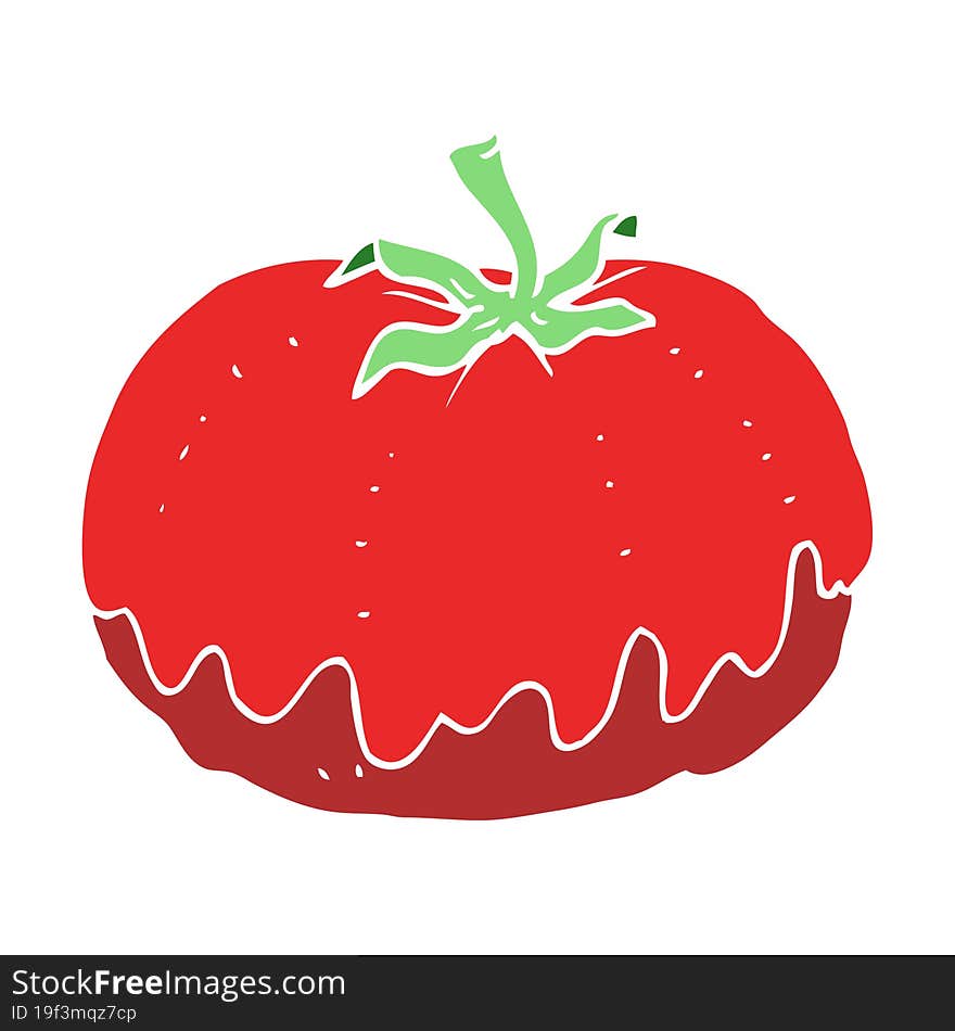 Flat Color Illustration Of A Cartoon Tomato