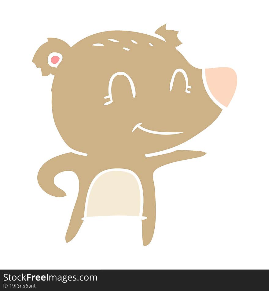 friendly bear flat color style cartoon