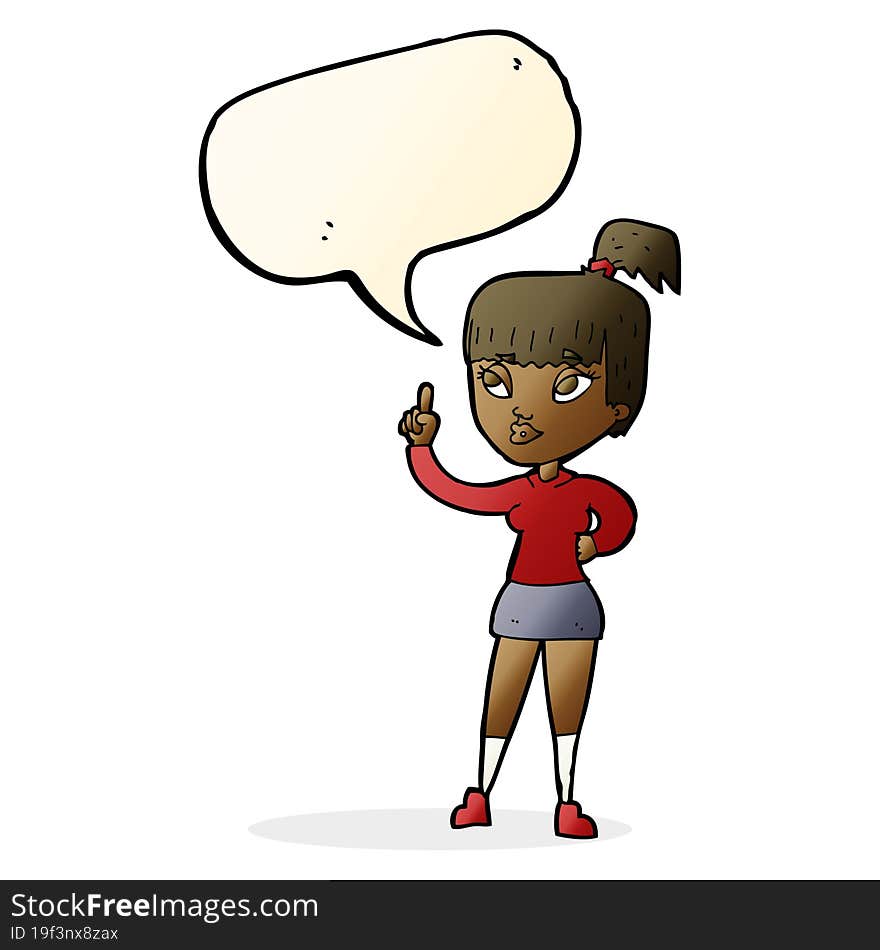 cartoon attractive girl with idea with speech bubble