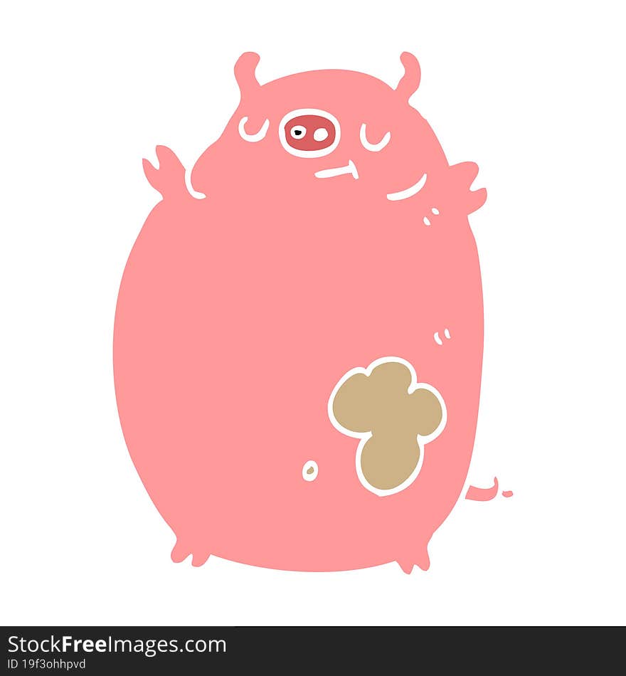 flat color style cartoon fat pig