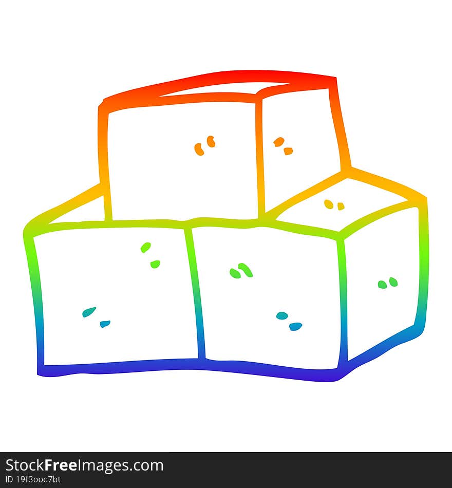 rainbow gradient line drawing of a cartoon breeze blocks