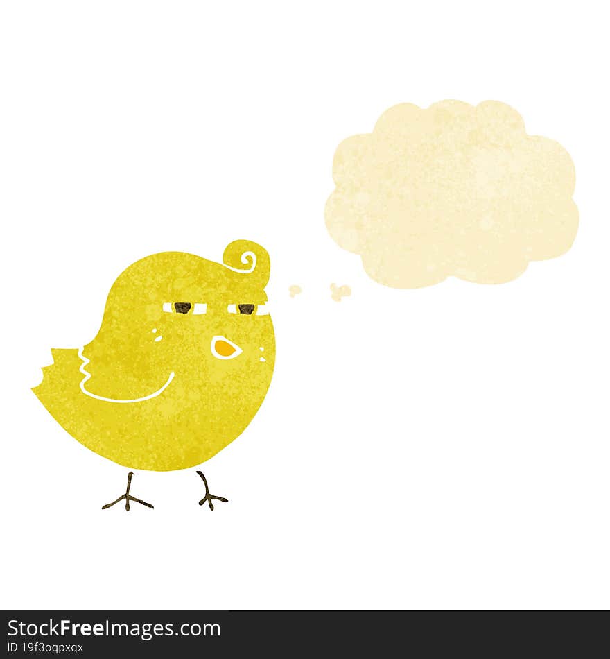 Funny Cartoon Bird With Thought Bubble