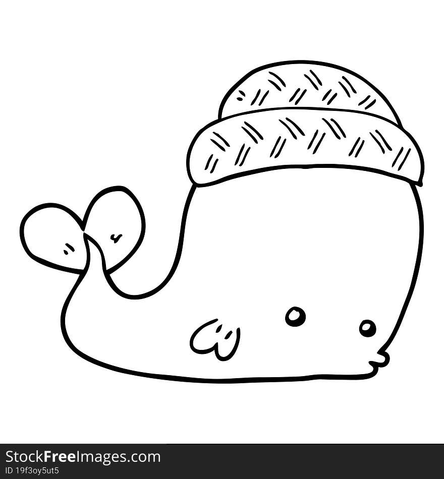 Cartoon Whale Wearing Hat