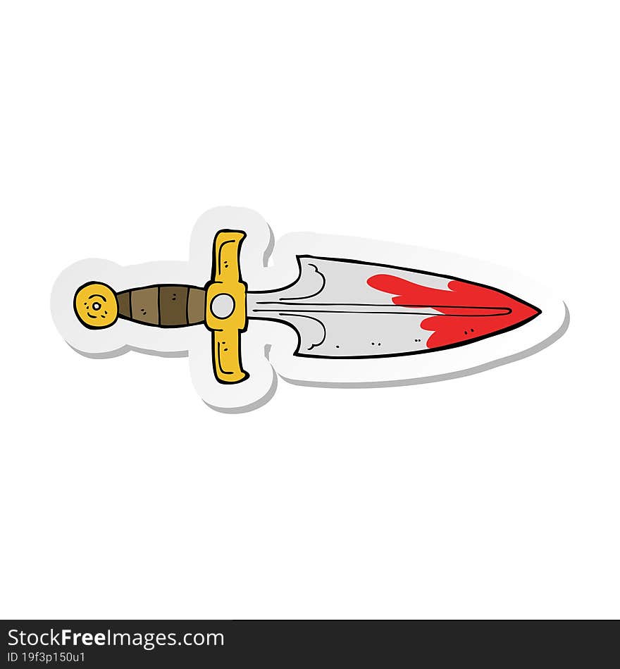 sticker of a cartoon bloody dagger