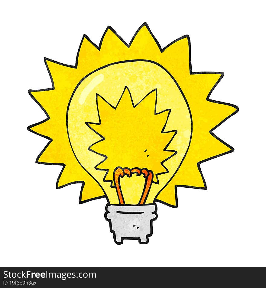 Textured Cartoon Light Bulb Shining