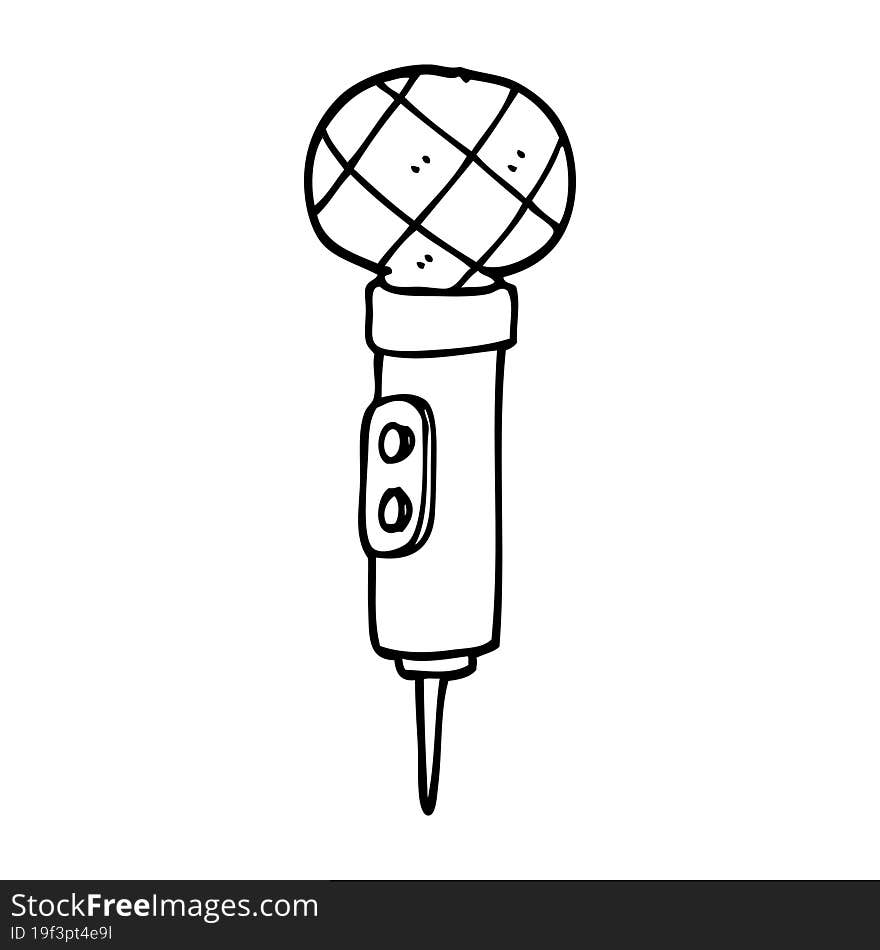 line drawing cartoon gold microphone