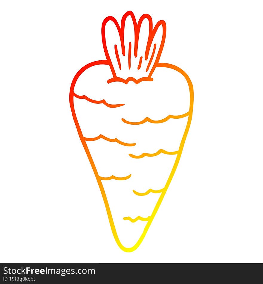 warm gradient line drawing of a cartoon carrot