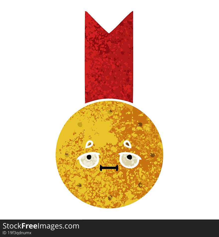 retro illustration style cartoon of a gold medal