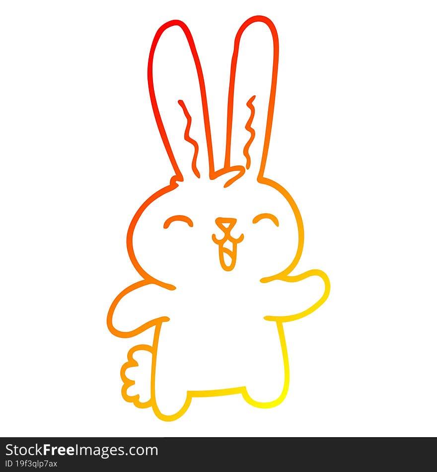 warm gradient line drawing cartoon happy rabbit