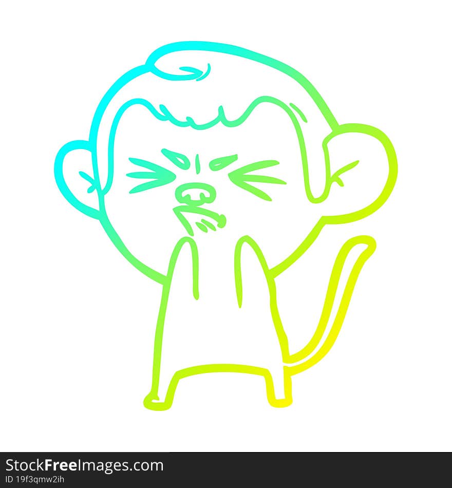 cold gradient line drawing cartoon annoyed monkey