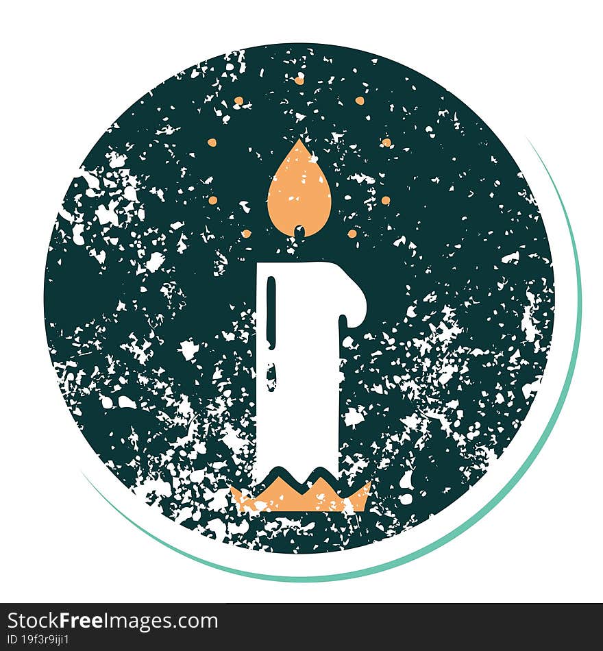 distressed sticker tattoo style icon of a candle