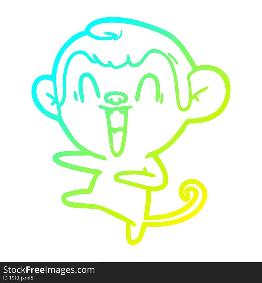 cold gradient line drawing cartoon laughing monkey