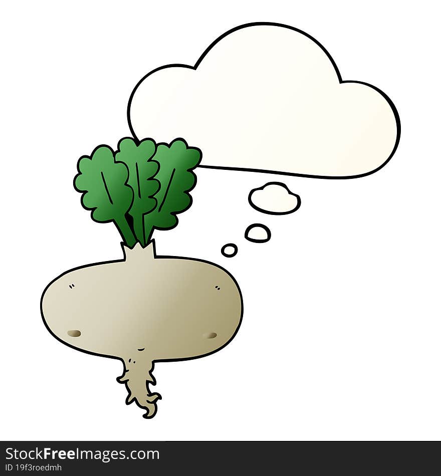 cartoon beetroot with thought bubble in smooth gradient style