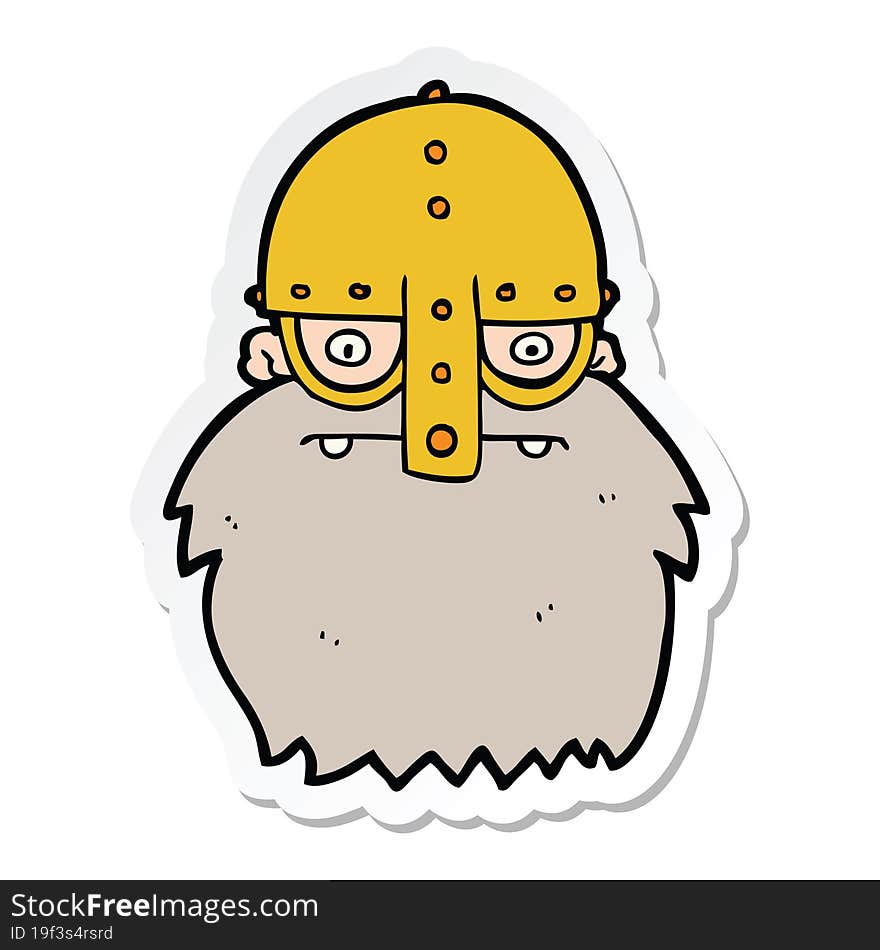 sticker of a cartoon viking face