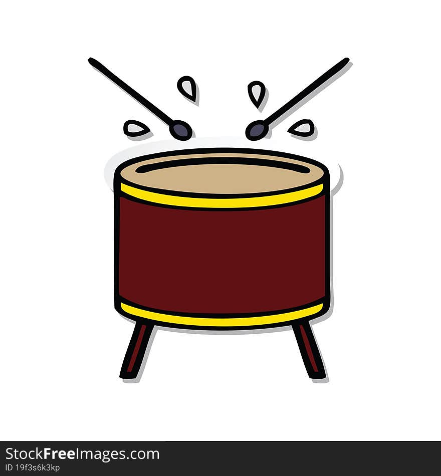 sticker of a cute cartoon drum