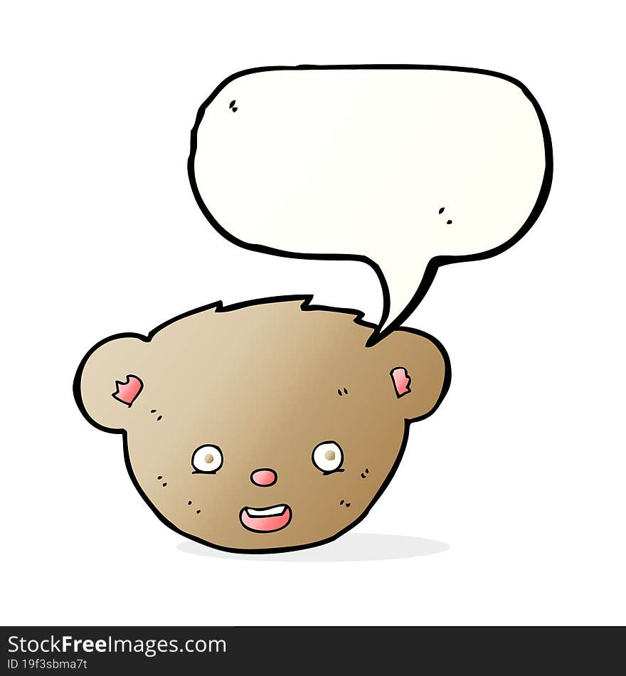 cartoon teddy bear face with speech bubble