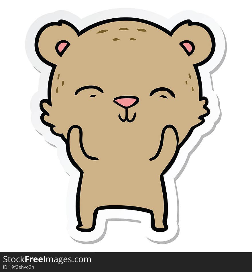 sticker of a happy cartoon bear