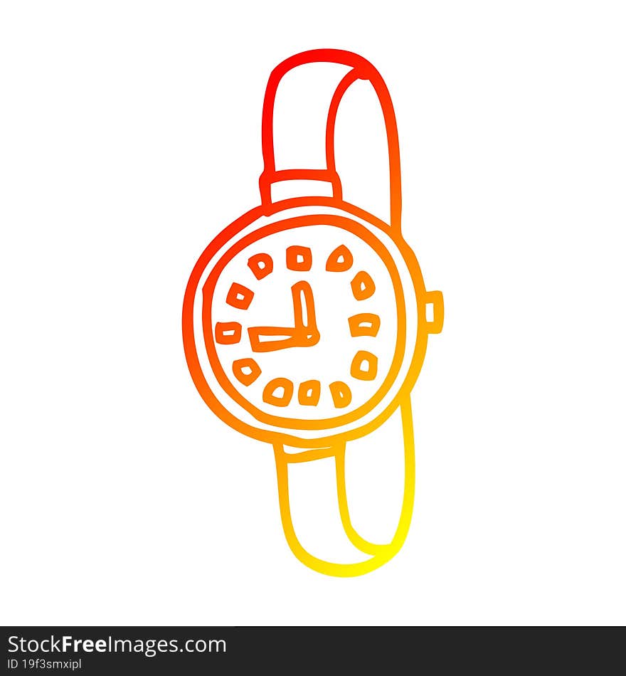 warm gradient line drawing cartoon wrist watch