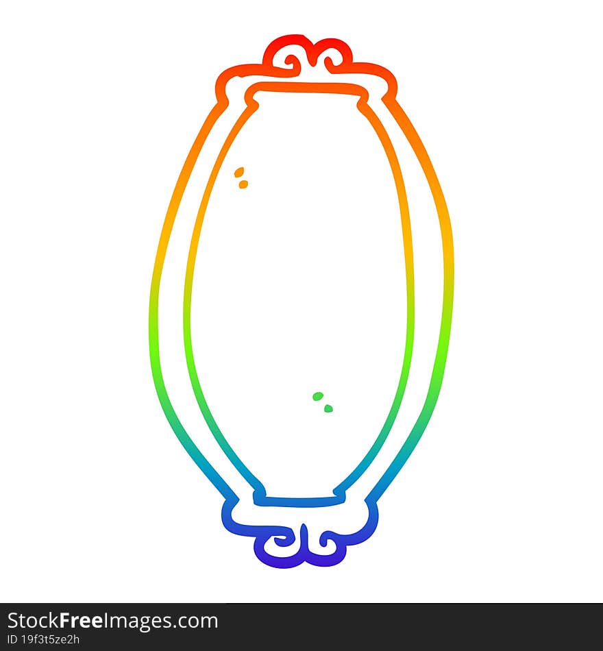 rainbow gradient line drawing of a cartoon mirror