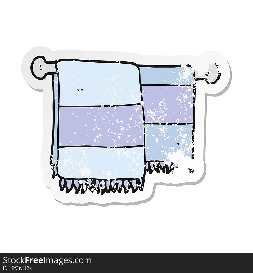 retro distressed sticker of a cartoon bathroom towels