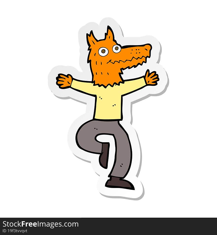 sticker of a cartoon fox man