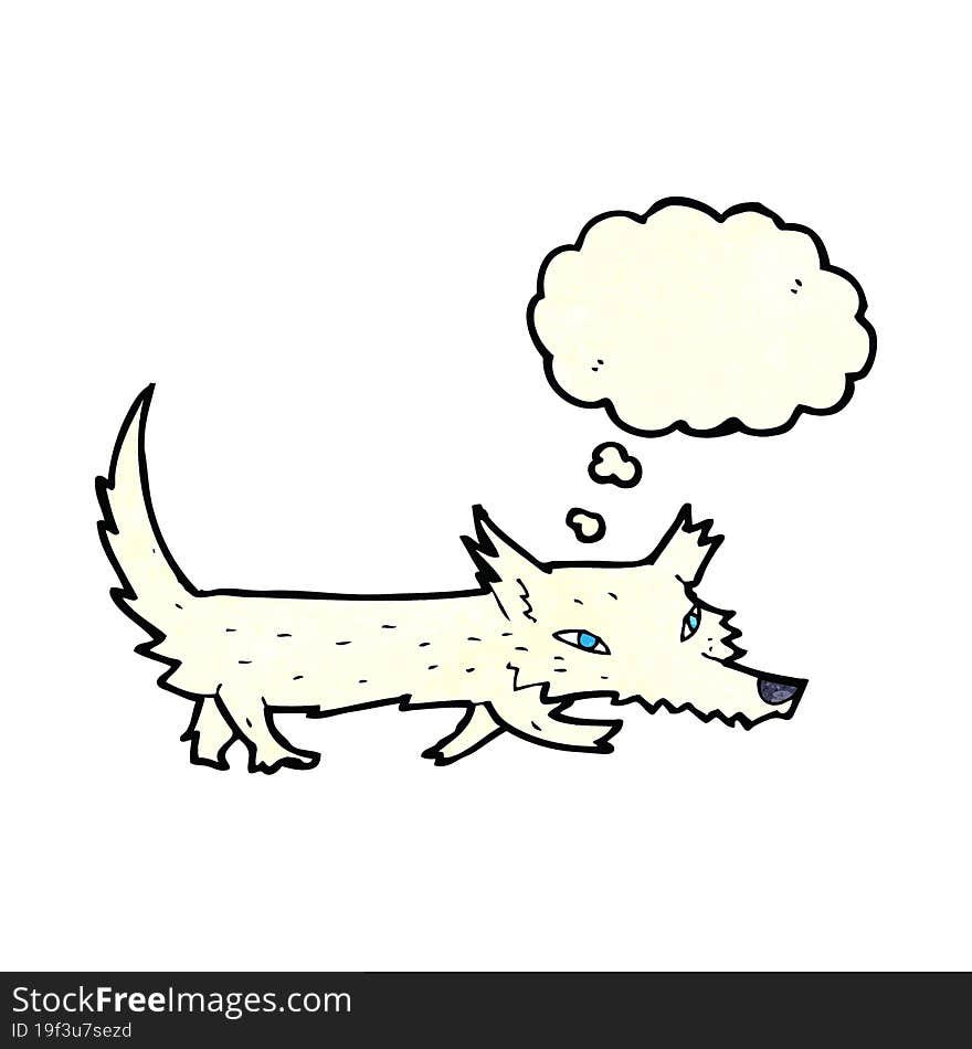 Cartoon Little Wolf With Thought Bubble