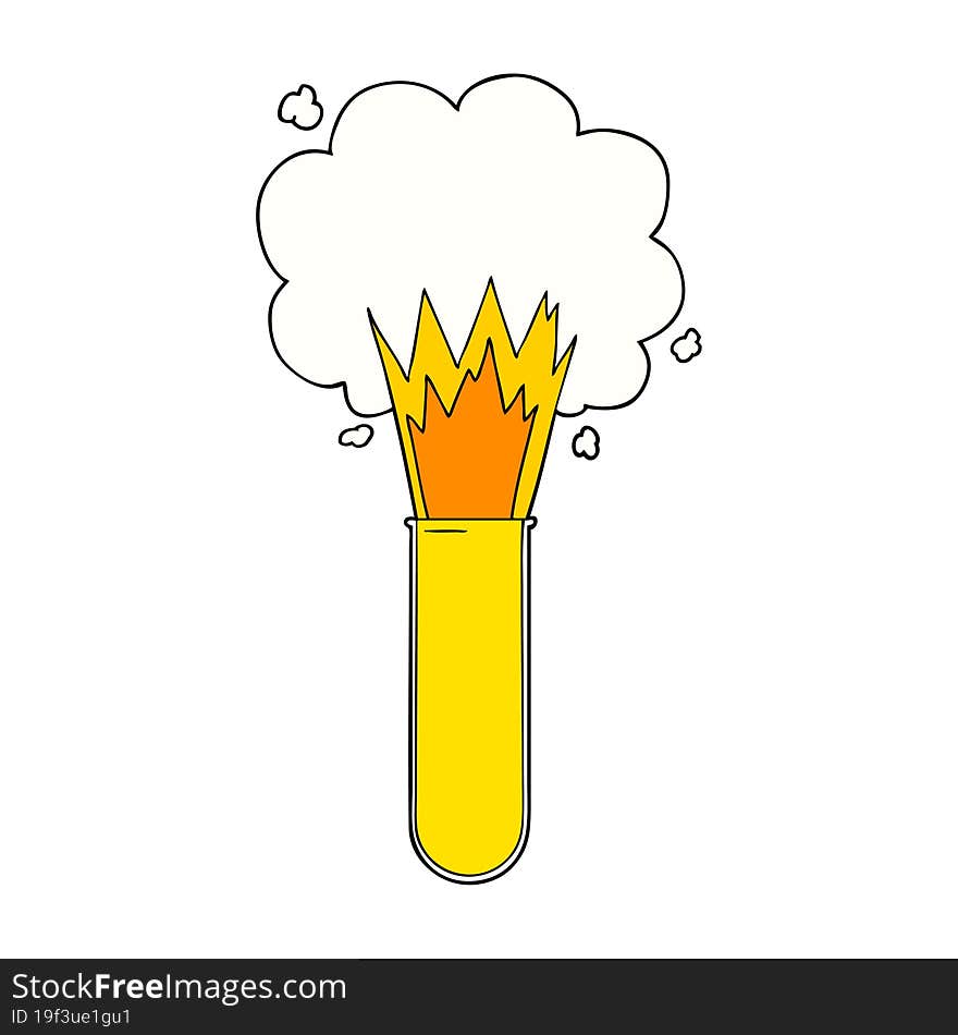 cartoon exploding chemicals in test tube. cartoon exploding chemicals in test tube