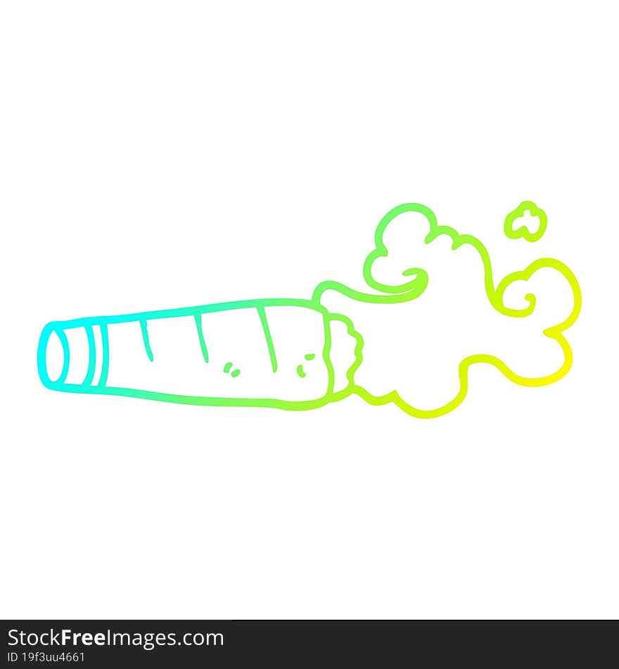 cold gradient line drawing cartoon smoking cigar