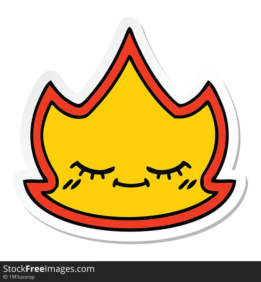 sticker of a cute cartoon fire flame