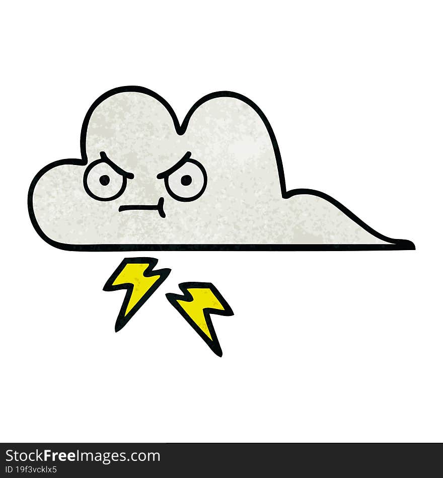 retro grunge texture cartoon thunder cloud