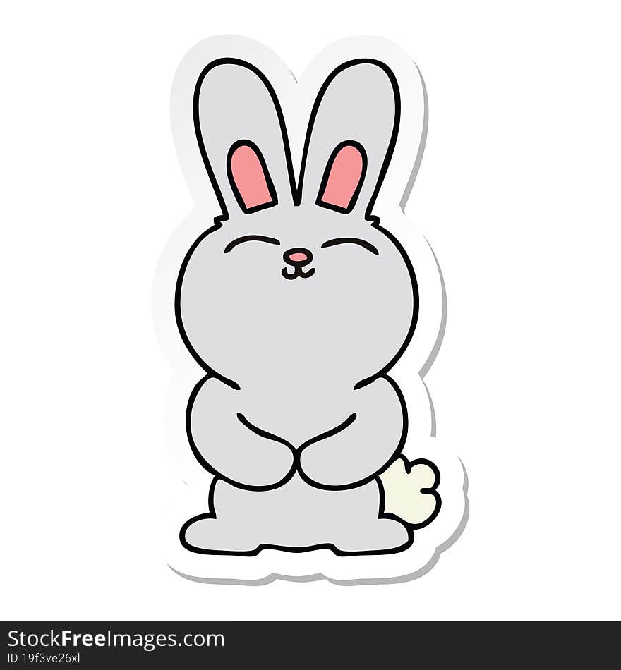 sticker of a quirky hand drawn cartoon rabbit