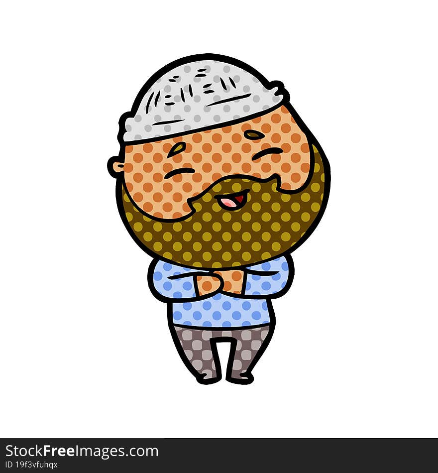 cartoon happy bearded man. cartoon happy bearded man