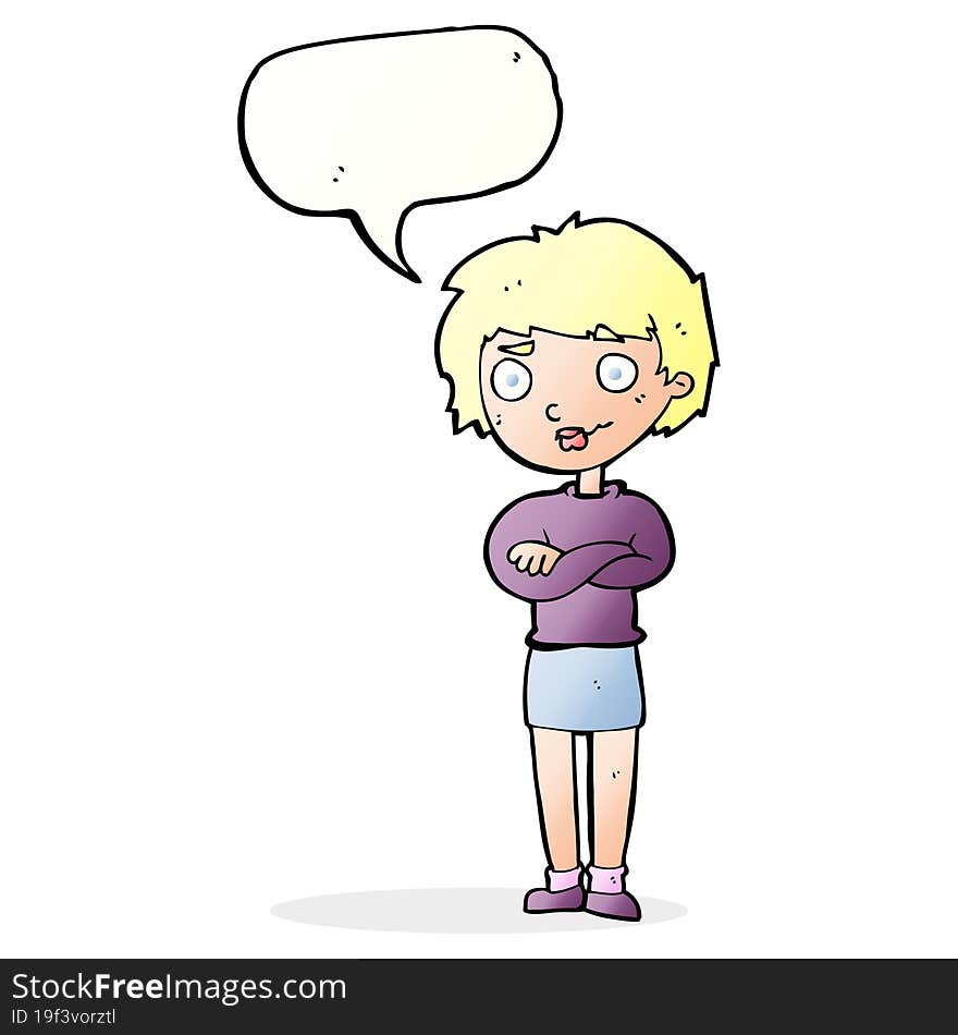 cartoon annoyed woman with speech bubble