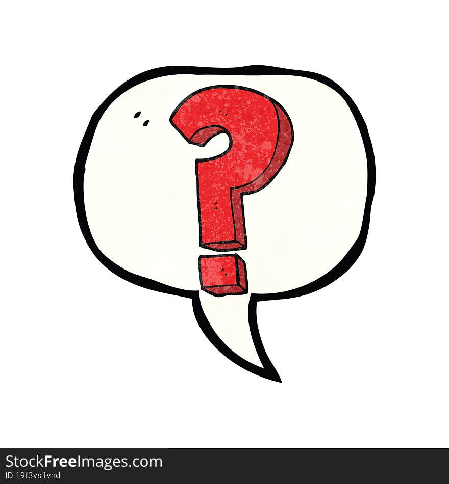 Speech Bubble Textured Cartoon Question Mark Symbol